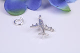 Airplane Charm, Traditional Three Dimensional Charm, Made from Solid Cast Silver