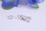 Teddy Bear Charm, Traditional Three Dimensional Charm, Made from Solid Cast Silver