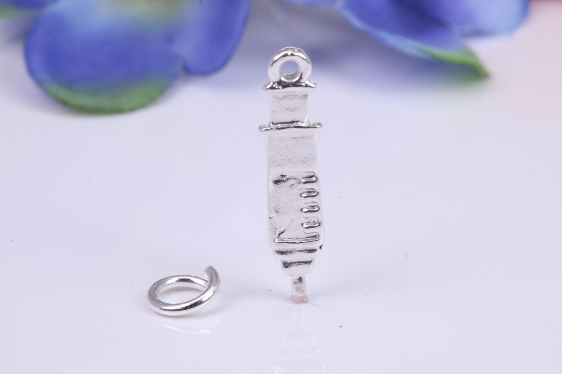 Syringe Charm, Traditional Charm, Made from Solid Cast Silver