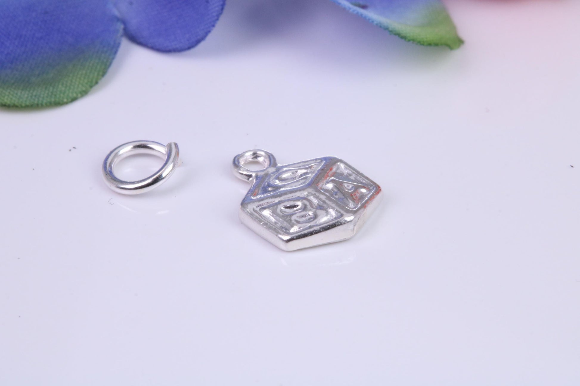ABC Blocks Toy Charm, Traditional Charm, Made from Solid Cast Silver