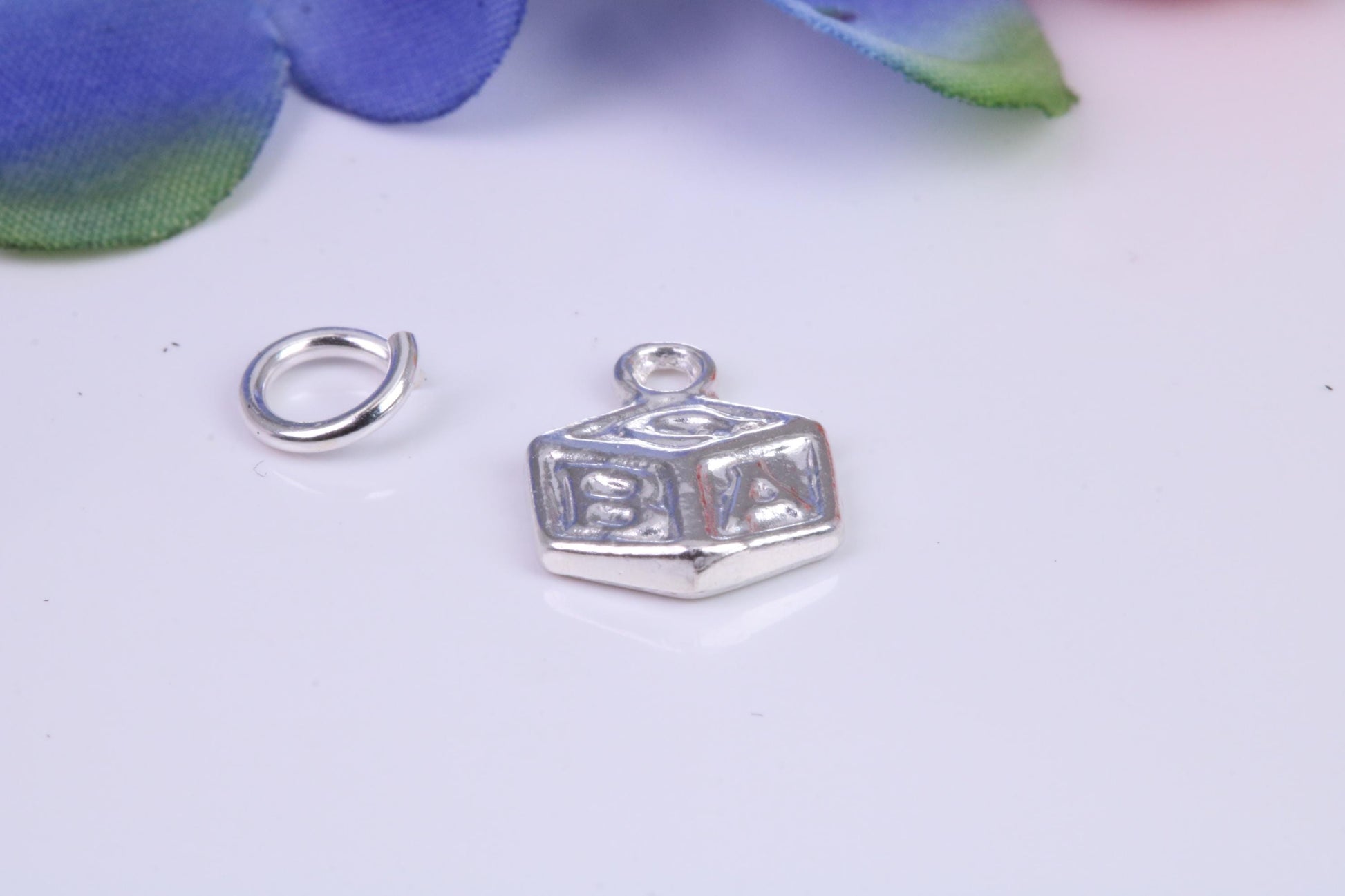 ABC Blocks Toy Charm, Traditional Charm, Made from Solid Cast Silver