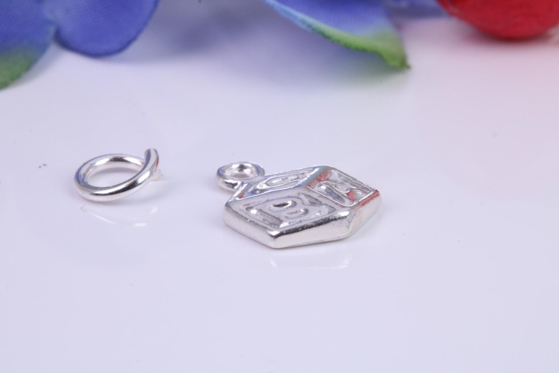 ABC Blocks Toy Charm, Traditional Charm, Made from Solid Cast Silver
