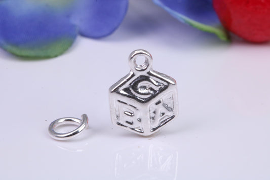 ABC Blocks Toy Charm, Traditional Charm, Made from Solid Cast Silver