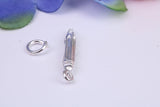 Dentist Drill Charm, Traditional Three Dimensional Charm, Made from Solid Cast Silver