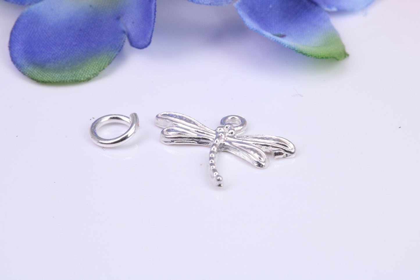 Dragonfly Charm, Traditional Three Dimensional Charm, Made from Solid Cast Silver