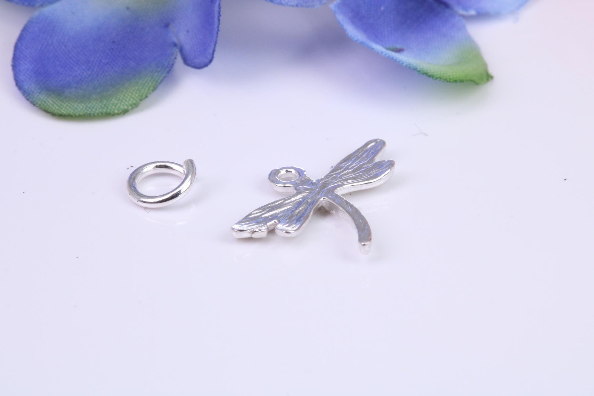 Dragonfly Charm, Traditional Three Dimensional Charm, Made from Solid Cast Silver