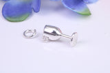 Wine Goblet Charm, Traditional Three Dimensional Charm, Made from Solid Cast Silver