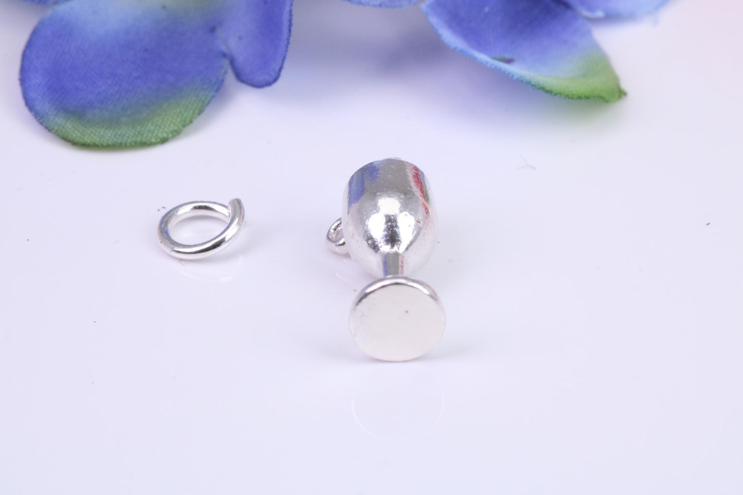 Wine Goblet Charm, Traditional Three Dimensional Charm, Made from Solid Cast Silver