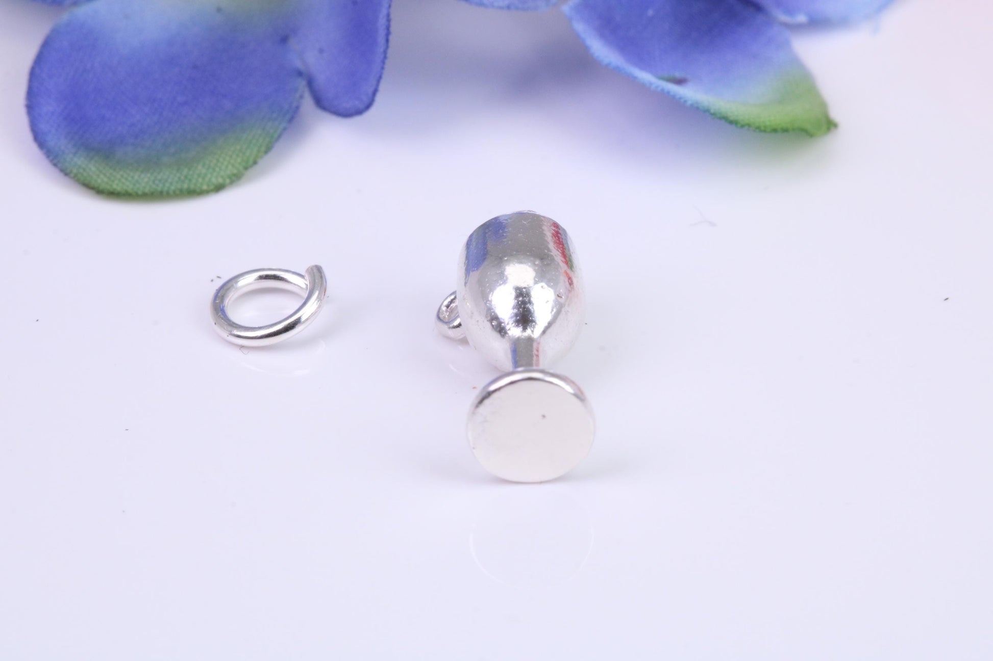 Wine Goblet Charm, Traditional Three Dimensional Charm, Made from Solid Cast Silver