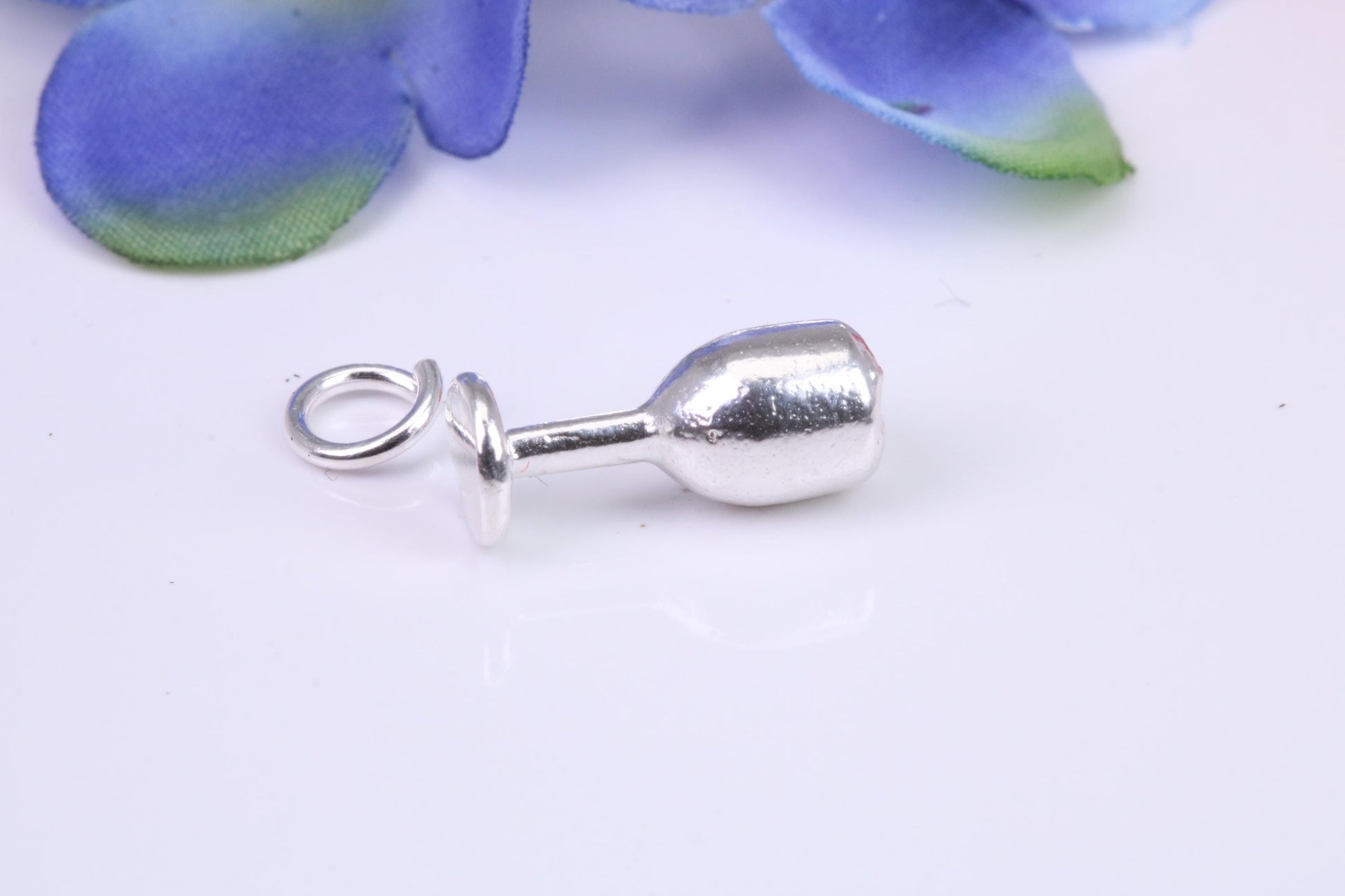 Wine Goblet Charm, Traditional Three Dimensional Charm, Made from Solid Cast Silver