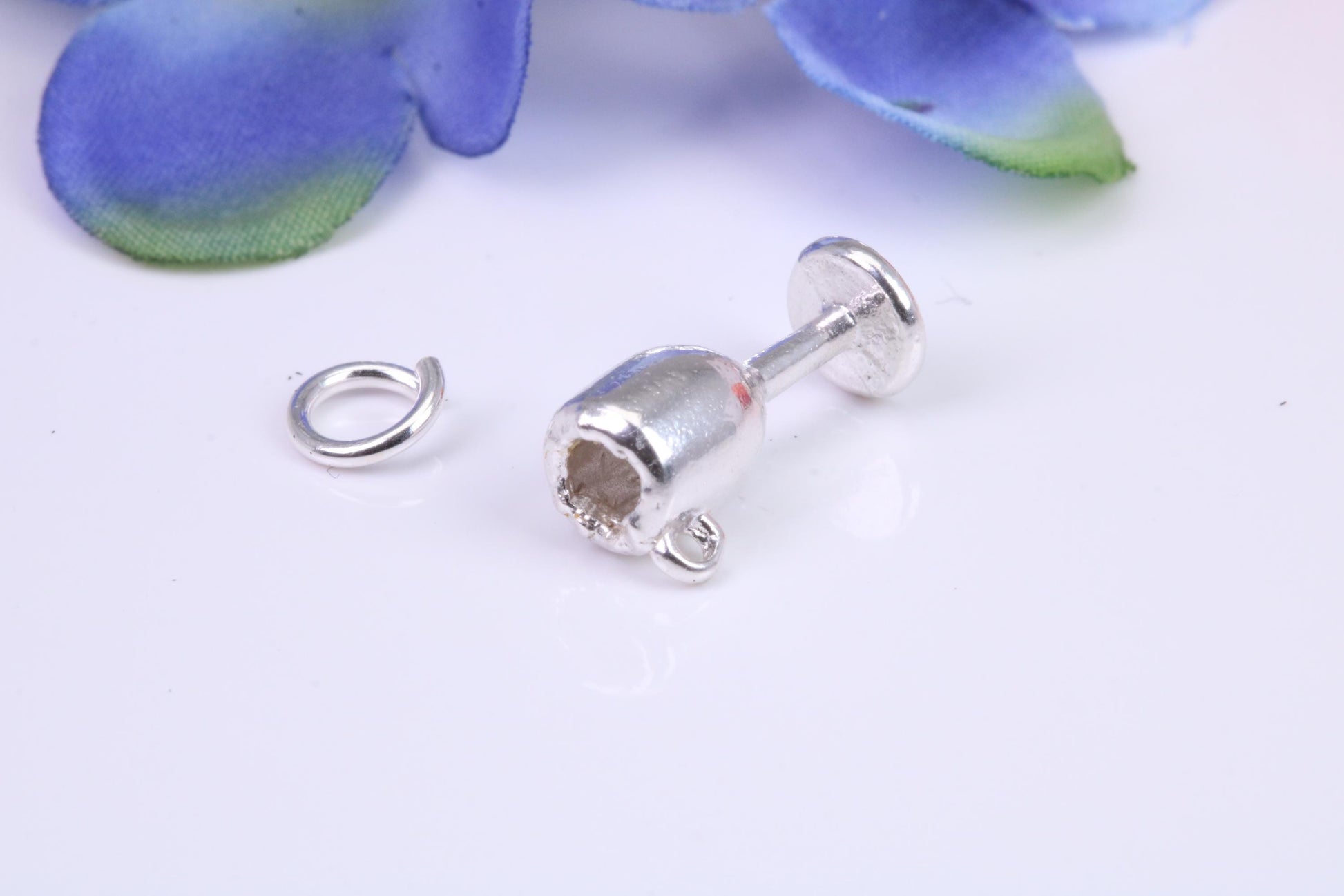 Wine Goblet Charm, Traditional Three Dimensional Charm, Made from Solid Cast Silver