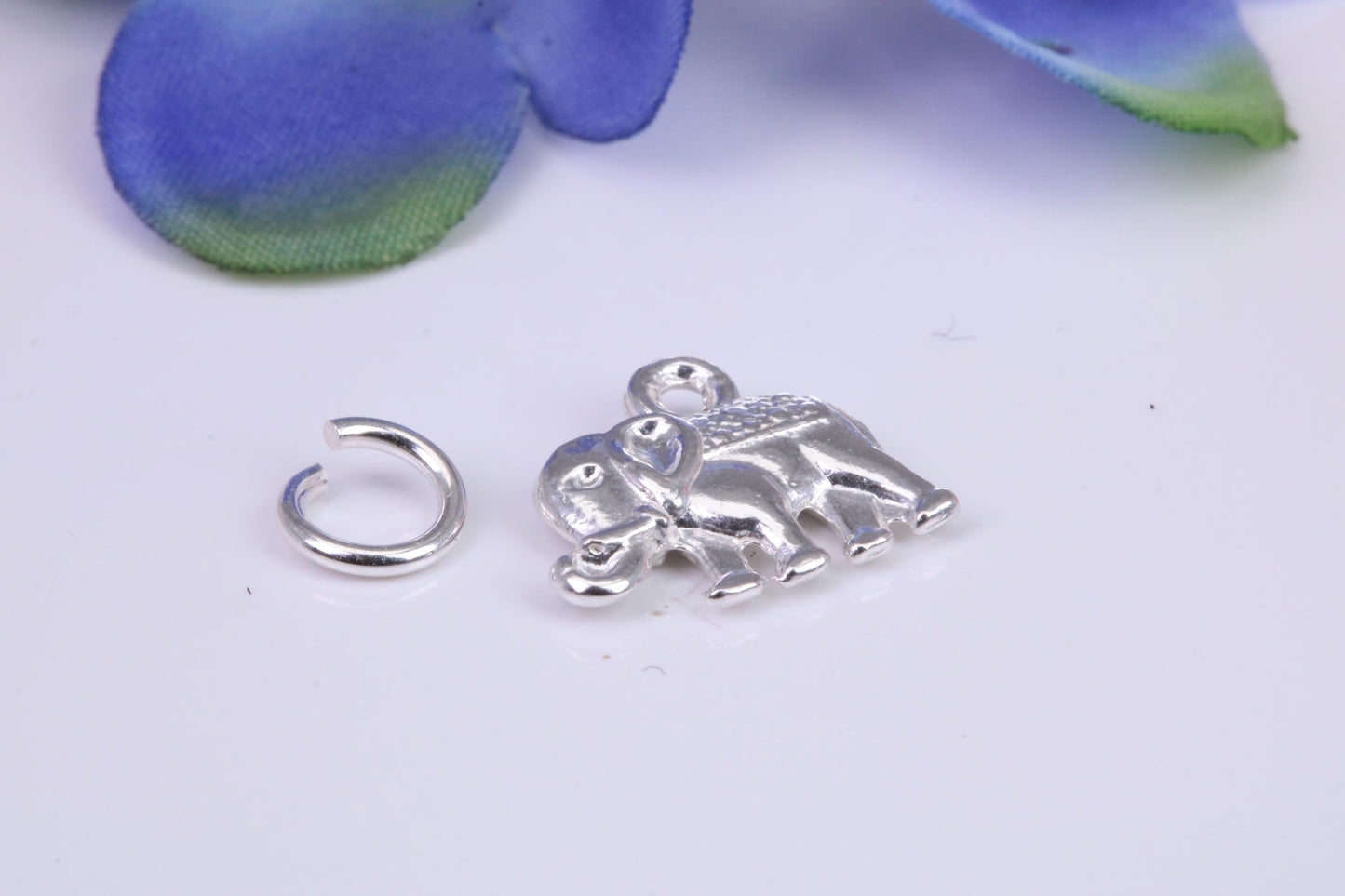 Indian Elephant Charm, Traditional Three Dimensional Charm, Made from Solid Cast Silver