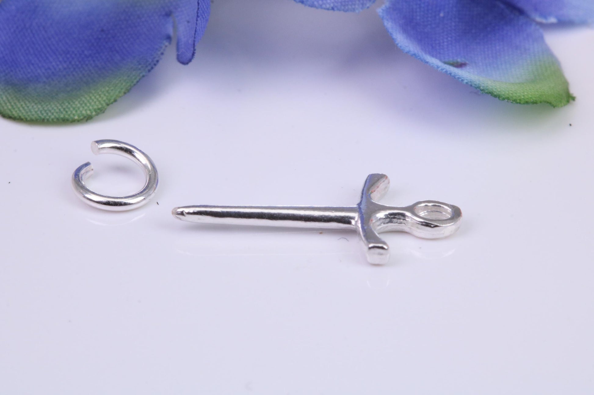 Sword Charm, Traditional Three Dimensional Charm, Made from Solid Cast Silver