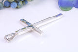 Natural Ruby set Very Large 50 mm Long Chunky Cross, Complete with Silver Chain, Made From Solid Cast Silver, British Hallmarked