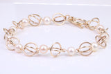 Stunning Natural Freshwater Pearl Bracelet set in Solid Yellow Gold, British Hallmarked