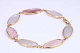 Stunning Mother of Pearl Bracelet set in Solid Yellow Gold, British Hallmarked