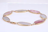 Stunning Mother of Pearl Bracelet set in Solid Yellow Gold, British Hallmarked
