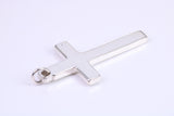 38 mm Long Plain Polished Silver Cross, Made From Solid Cast Silver