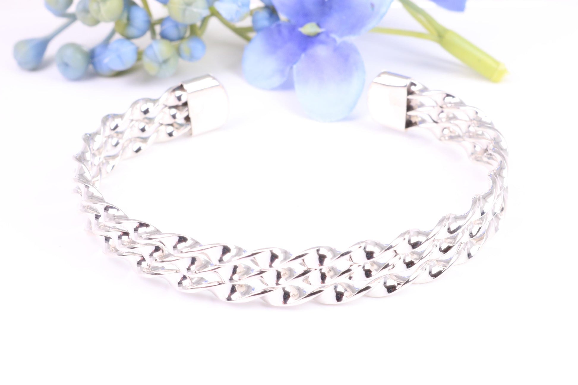 10 mm Wide Oval Solid Silver Open Ended Bangle