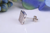 Mans Large 9 mm Square Diamond White Cubic Zirconia set Single Stud Earring, Made from Solid Cast Sterling Silver, Ideal for Gents