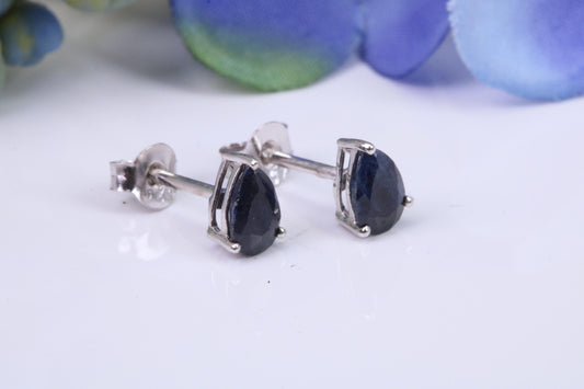 Black Teardrop cut Cubic Zirconia set Stud Earrings, Made from Solid Cast Sterling Silver