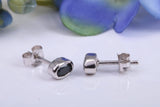 Black Oval cut Cubic Zirconia set Stud Earrings, Made from Solid Cast Sterling Silver