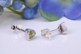Real Trillion cut Peridot set Stud Earrings, Very Dressy, Made from Solid 925 Grade Sterling Silver