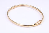 Hinged 4 mm wide yellow gold oval Bangle, British hallmarked