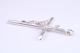 Large 50 mm Long Crucifix, Made From Solid Cast Silver, Complete with Snake Chain