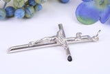 Large 50 mm Long Crucifix, Made From Solid Cast Silver, Complete with Snake Chain