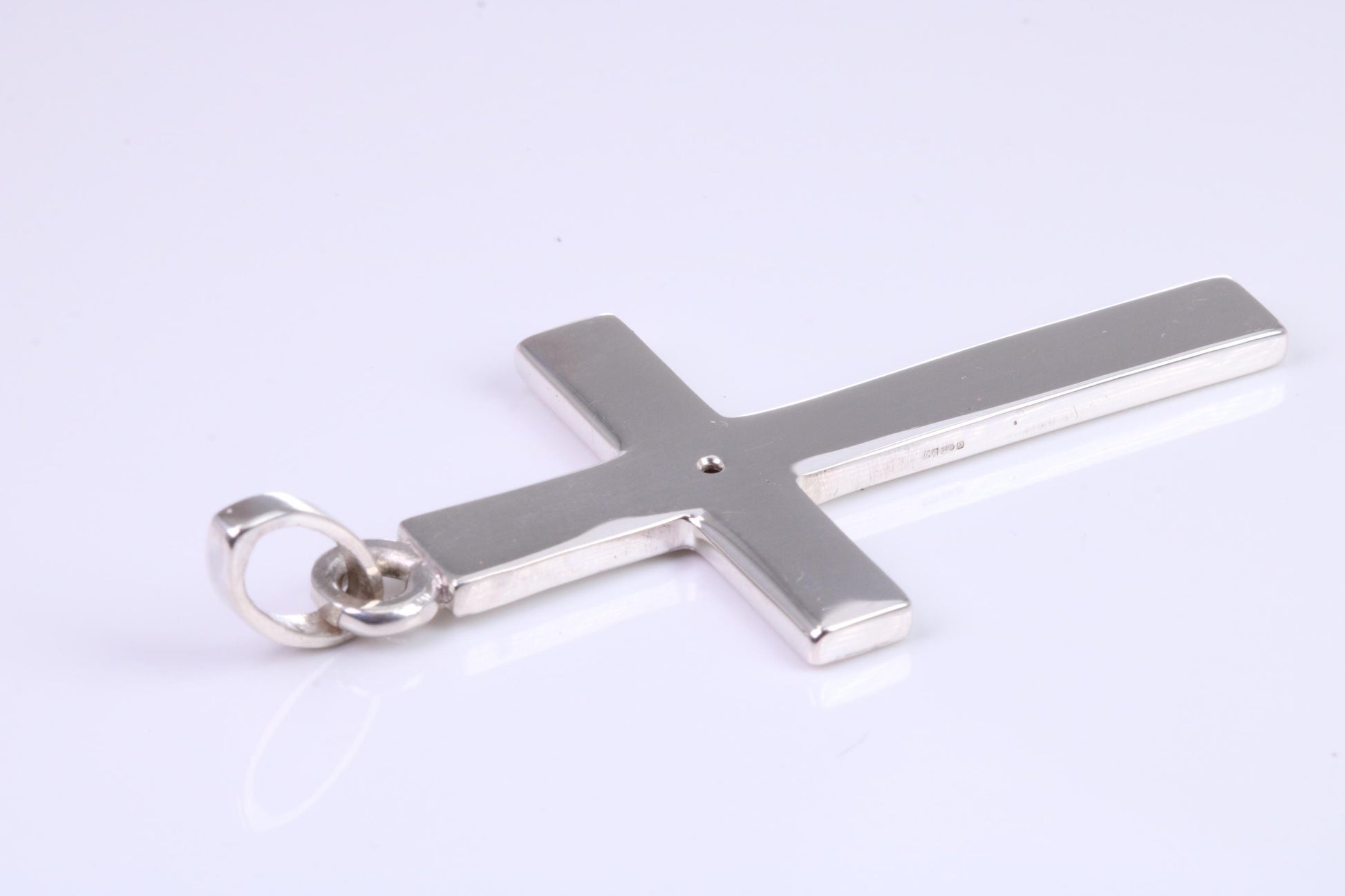 Very Large 60 mm Long Chunky Cross set with Natural Square cut Ruby, Made From Solid Cast Silver, British Hallmarked