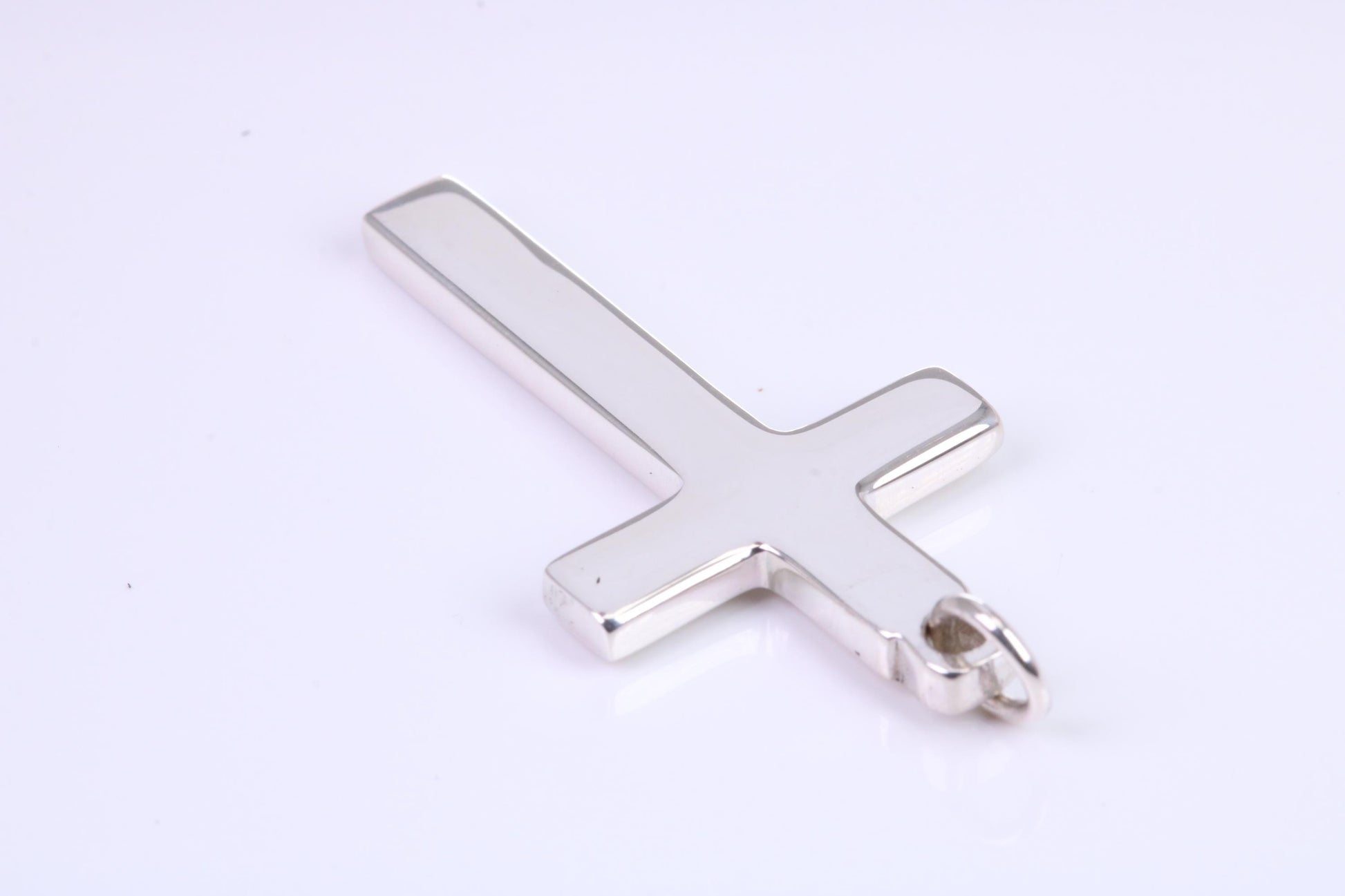 38 mm Long Plain Polished Silver Cross, Made From Solid Cast Silver
