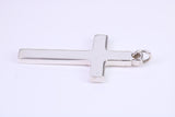 38 mm Long Plain Polished Silver Cross, Made From Solid Cast Silver