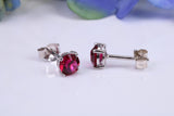 5 mm Round Ruby Red Cubic Zirconia set Stud Earrings, Made from Solid Cast Sterling Silver