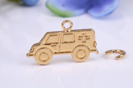 Ambulance Charm, Made from Solid Cast Yellow Gold, British Hallmarked