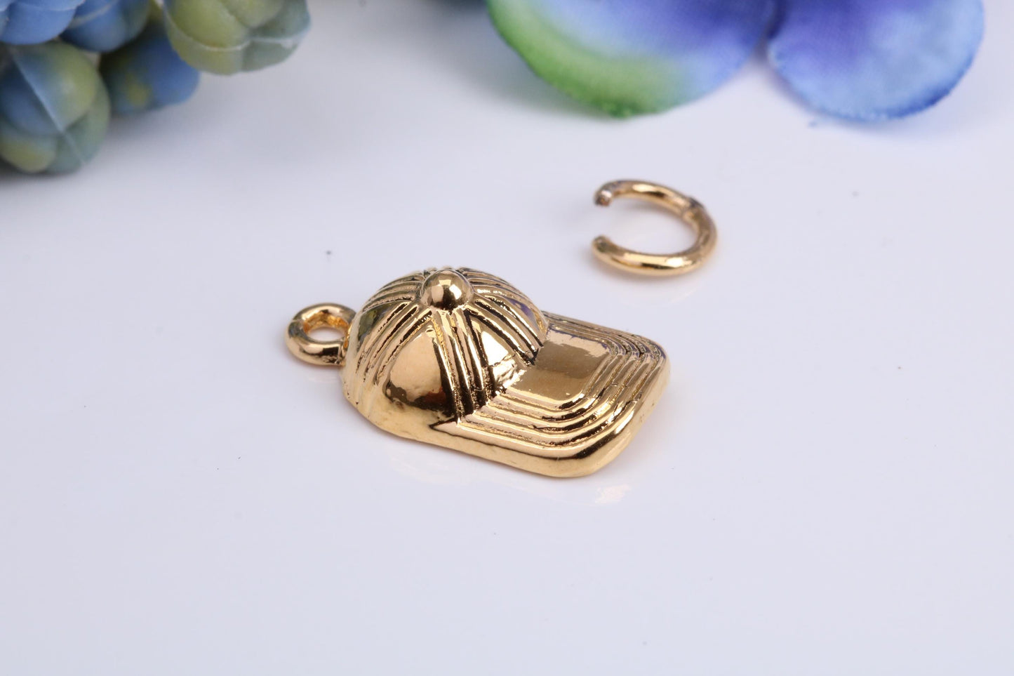 Baseball Cap Charm, Traditional Charm, Made from Solid Cast Yellow Gold, British Hallmarked