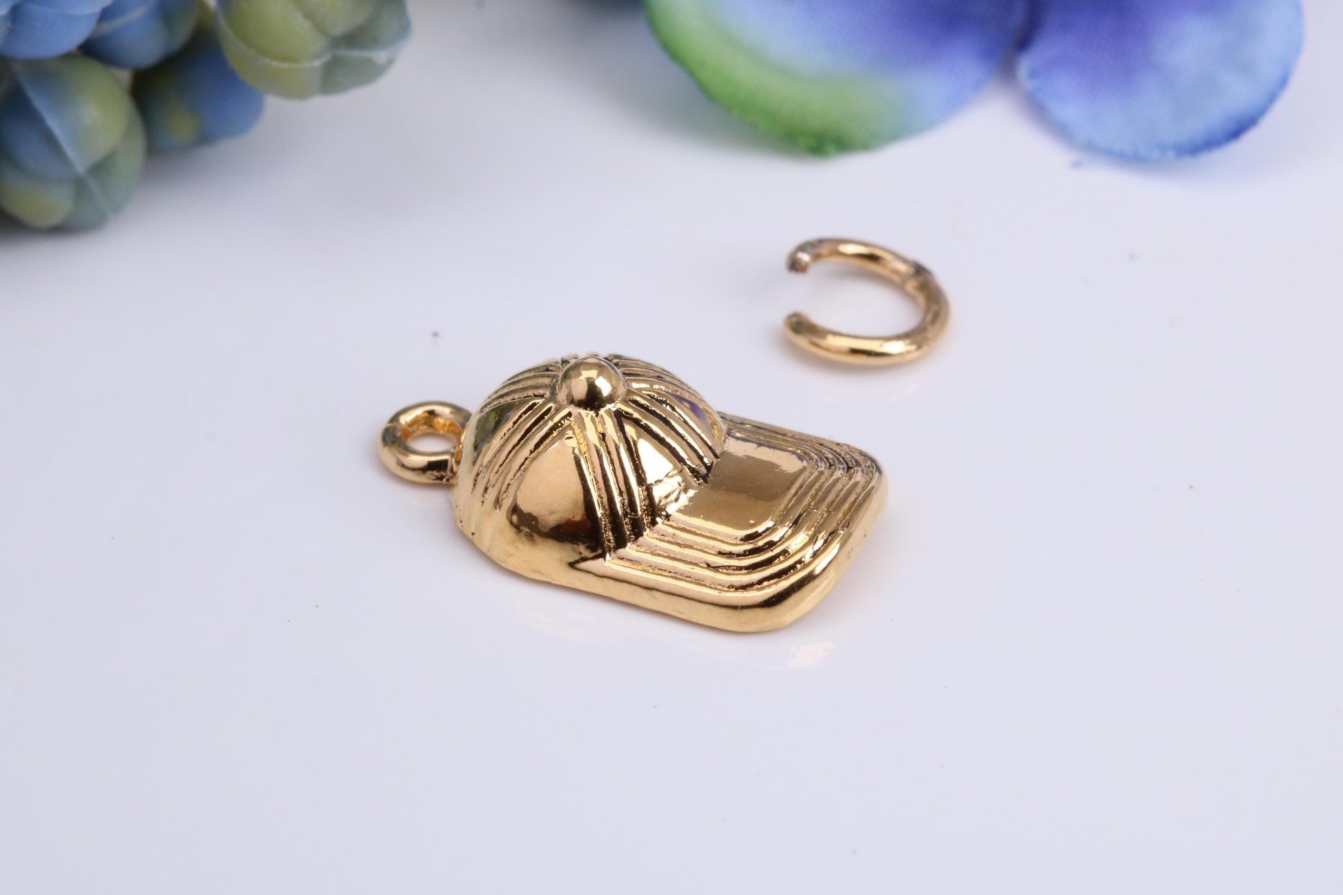 Baseball Cap Charm, Traditional Charm, Made from Solid Cast Yellow Gold, British Hallmarked