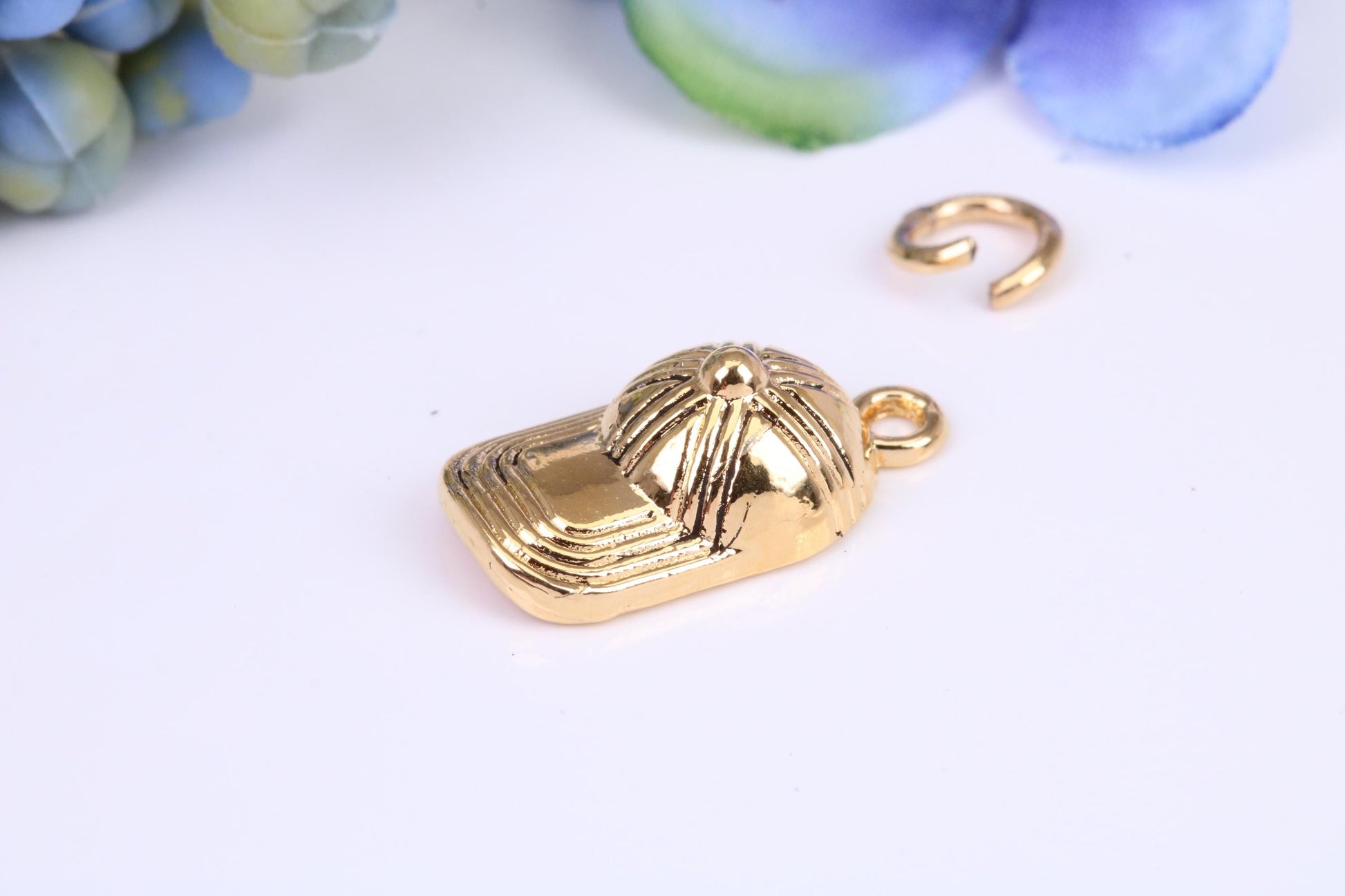 Baseball Cap Charm, Traditional Charm, Made from Solid Cast Yellow Gold, British Hallmarked