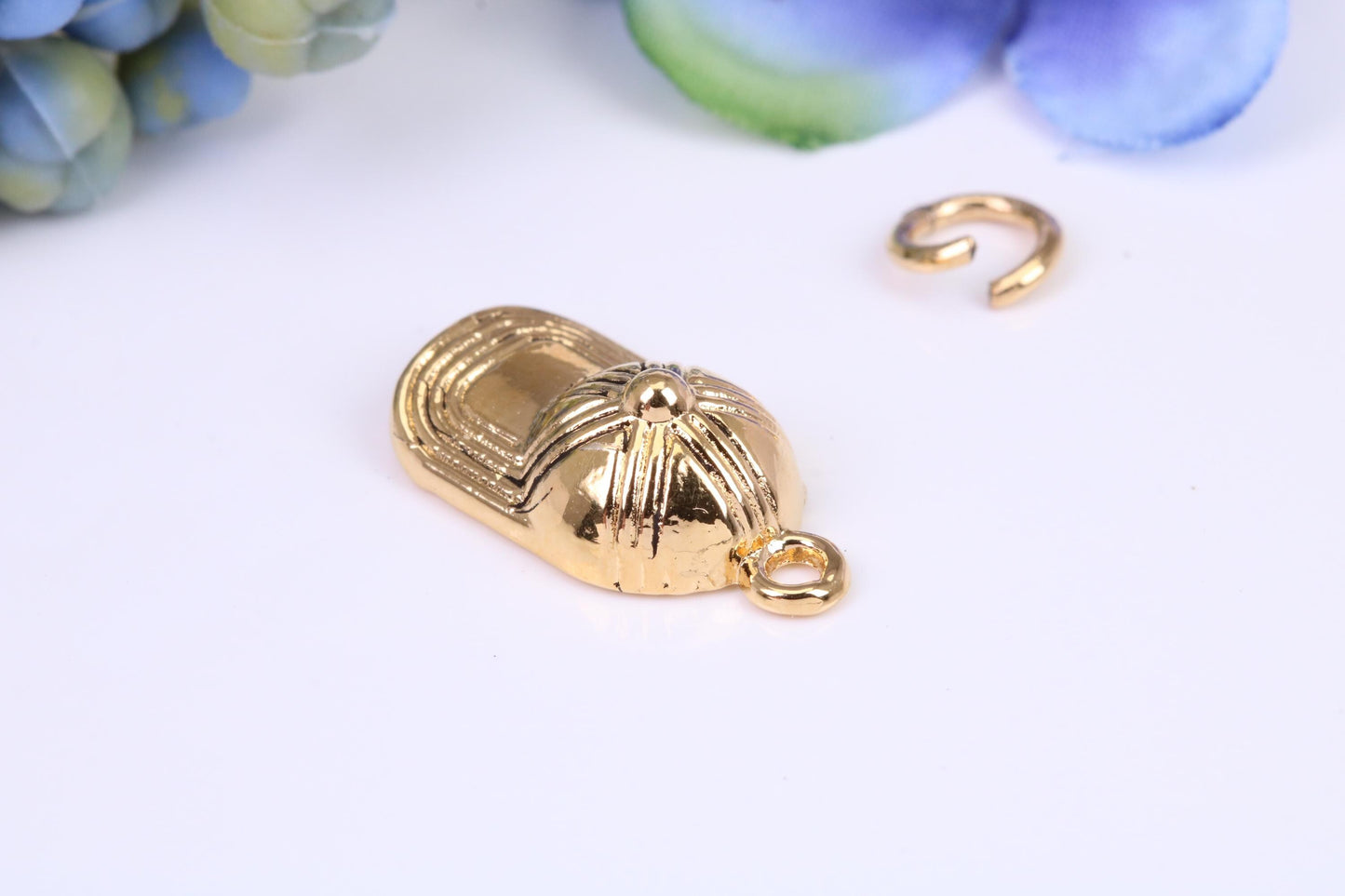 Baseball Cap Charm, Traditional Charm, Made from Solid Cast Yellow Gold, British Hallmarked