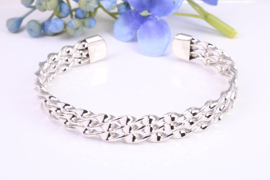 10 mm Wide Oval Solid Silver Open Ended Bangle