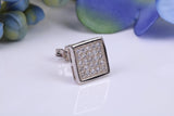 Mans Large 9 mm Square Diamond White Cubic Zirconia set Single Stud Earring, Made from Solid Cast Sterling Silver, Ideal for Gents