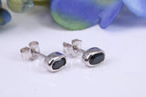 Black Oval cut Cubic Zirconia set Stud Earrings, Made from Solid Cast Sterling Silver