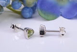 Real Trillion cut Peridot set Stud Earrings, Very Dressy, Made from Solid 925 Grade Sterling Silver