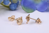 Pig Face and Pig Bum stud earrings, made from solid cast yellow gold