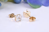5 mm Square Cubic Zirconia set Six Claw set Stud Earrings, Made from Solid 9ct Yellow Gold