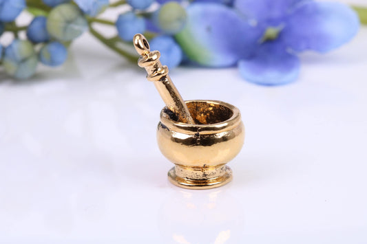 Mortar and Pestle Charm, Traditional Charm, Made from Solid Cast Yellow Gold, British Hallmarked