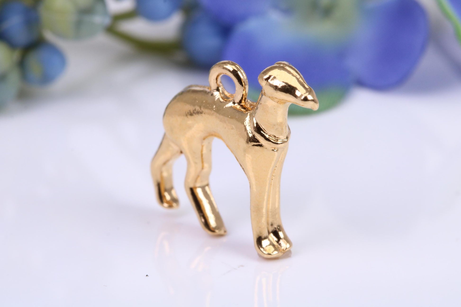 Greyhound Charm, Traditional Charm, Made from Solid Yellow Gold, British Hallmarked
