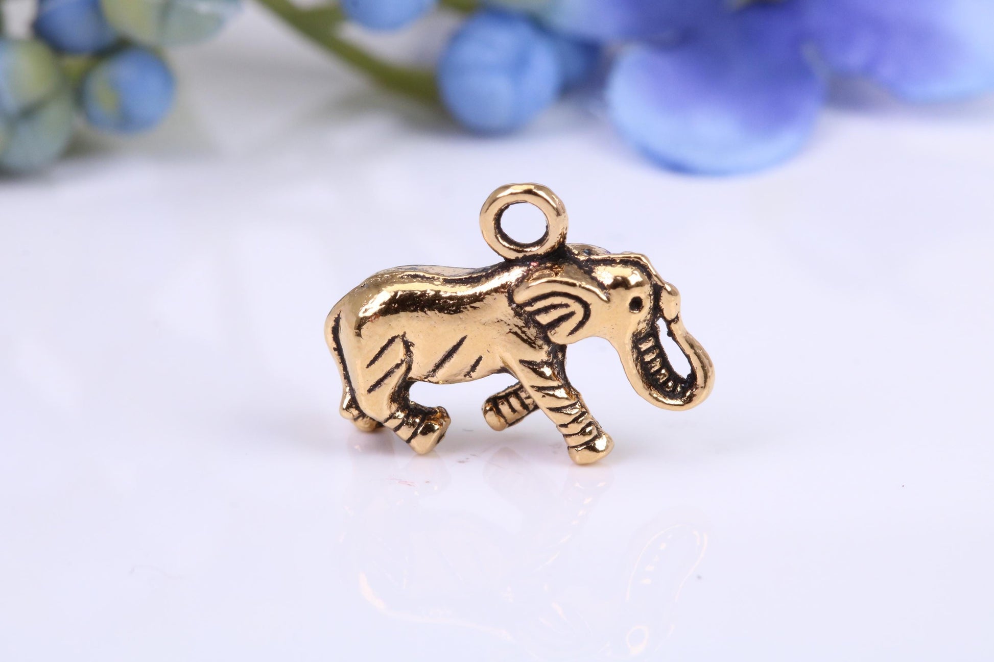Elephant Charm, Traditional Charm, Made from Solid Cast Yellow Gold, British Hallmarked