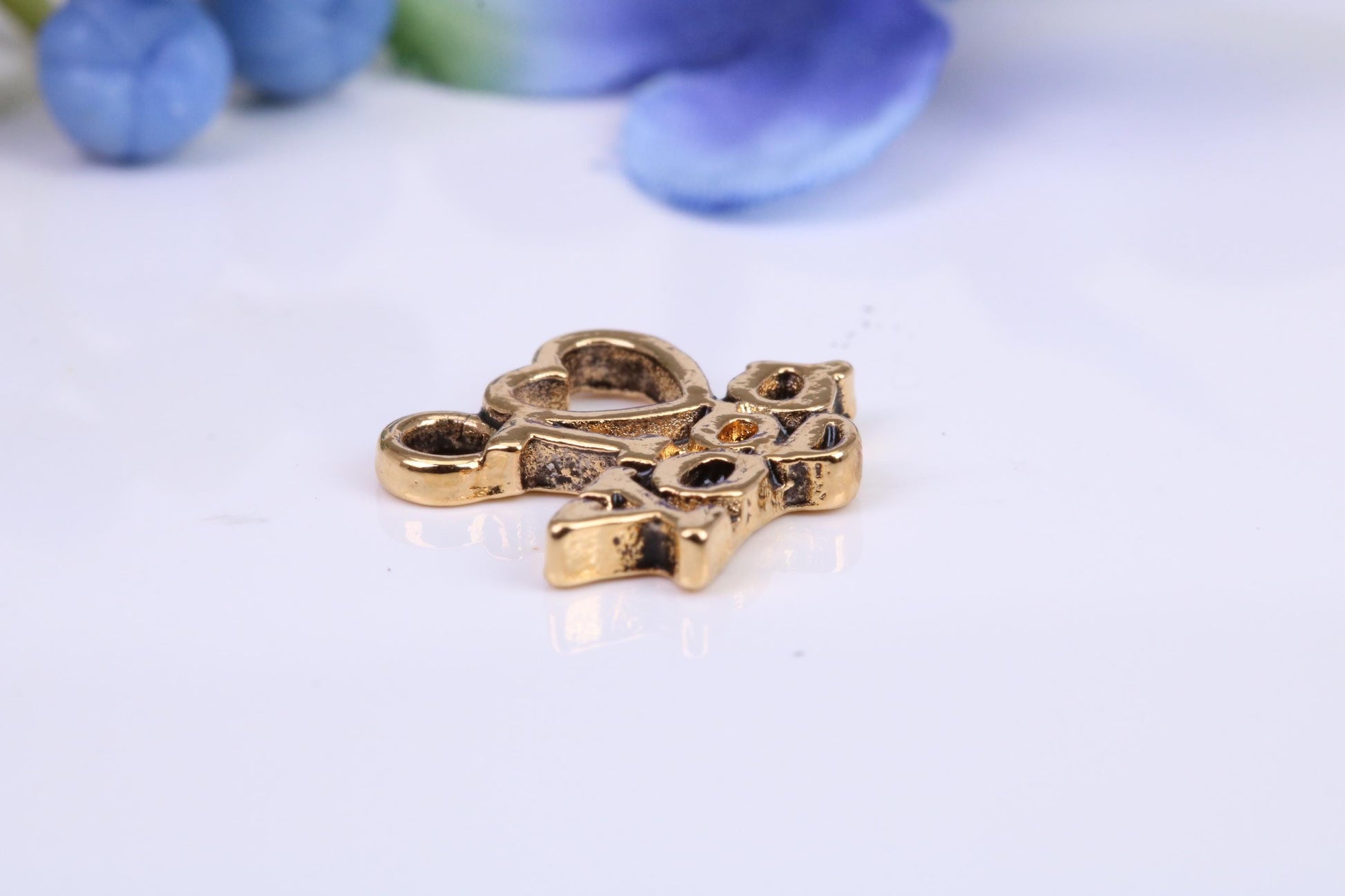 I Love Yoga Charm, Traditional Charm, Made from Solid Cast Yellow Gold, British Hallmarked