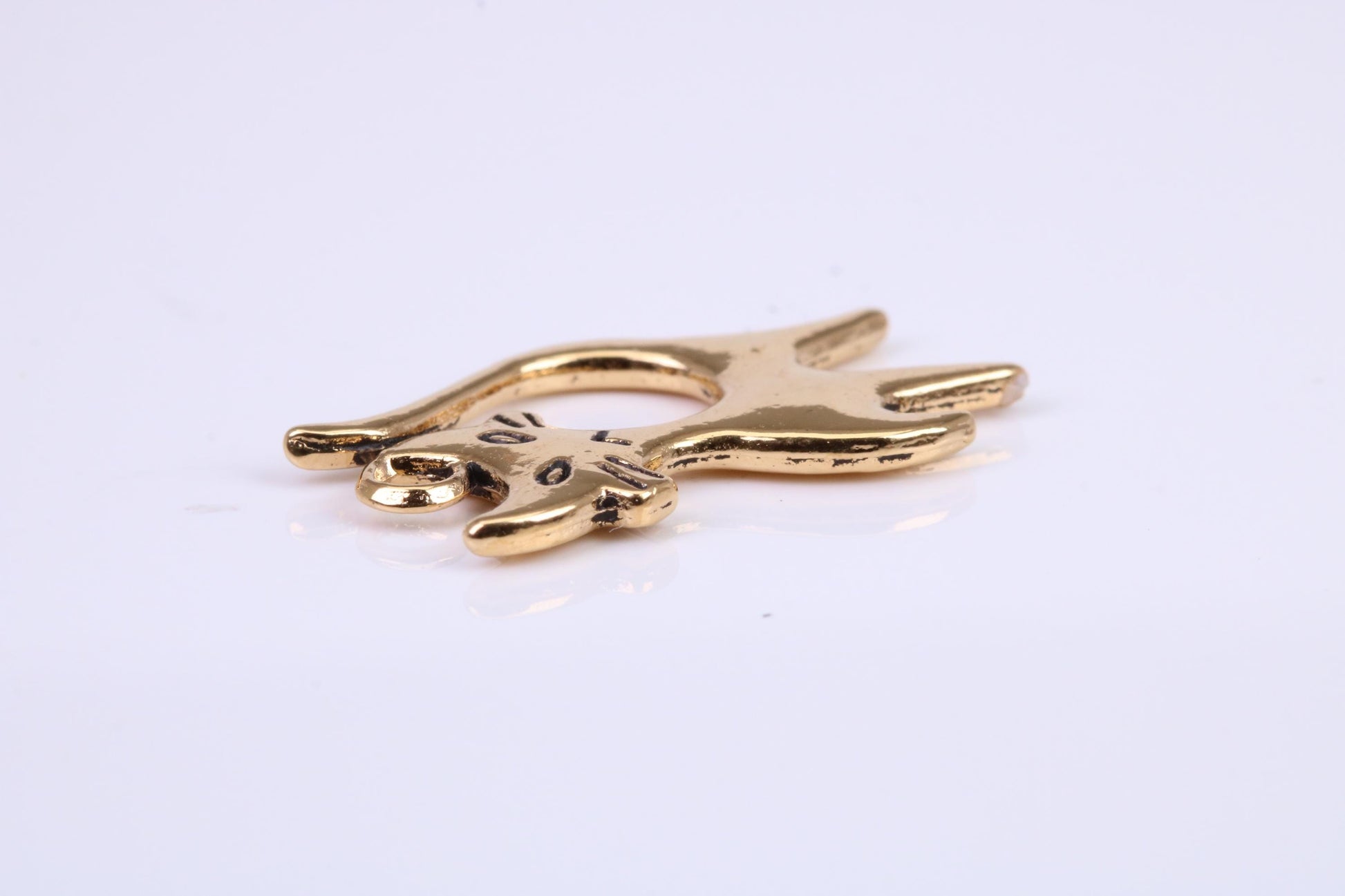 Cat Charm, Traditional Charm, Made from Solid Cast Yellow Gold, British Hallmarked